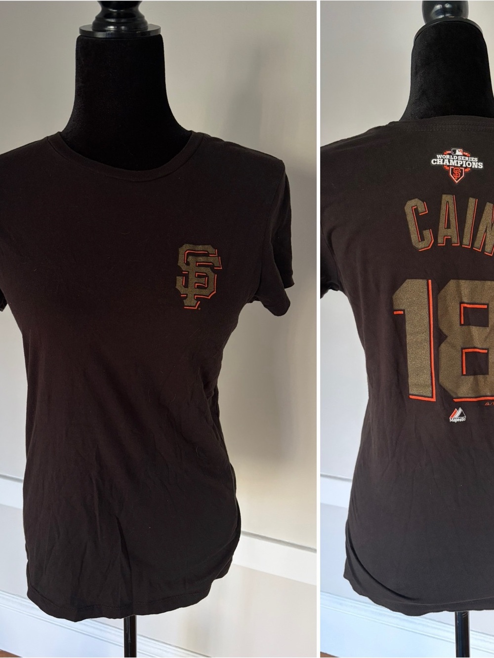 Majestic San Francisco Giants Matt Cain Gold Lettering MLB Sporty Tee Sz M